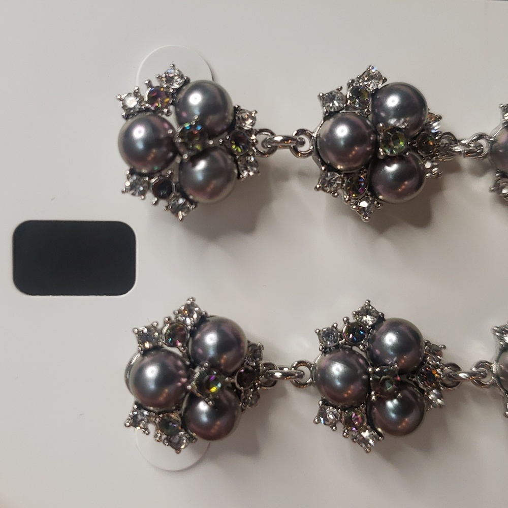 Charter Club Silver and Gray Floral Earrings. NWT - Picture 4 of 9